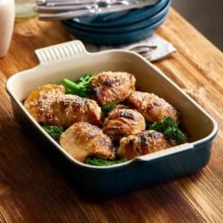 Le Creuset Heritage Deep Rectangular Dish 26cm Deep Teal -KNIVES AND TOOLS 49014 36499