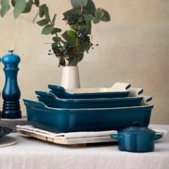 Le Creuset Heritage Deep Rectangular Dish 26cm Deep Teal -KNIVES AND TOOLS 49014 36500