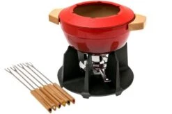 Le Creuset Fondue Set With Wooden Handles, 2L, Cherry Red