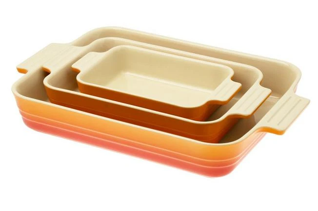 Le Creuset Oven Dishes 79161000900080 Set Of 3, Rectangular, Orange-red 3 Le Creuset Oven Dishes 79161000900080 Set Of 3, Rectangular, Orange-red