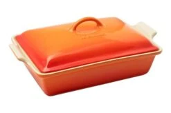 Le Creuset Rectangular Oven Dish With Lid, 33 Cm, Orange-red
