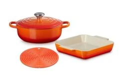 Le Creuset 2022 Set Flame, Cast Iron Stoneware And Silicone, Pan Set
