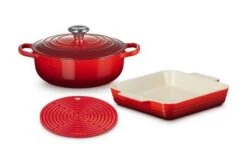 Le Creuset 2022 Set Cerise, Cast Iron Stoneware And Silicone, Pan Set